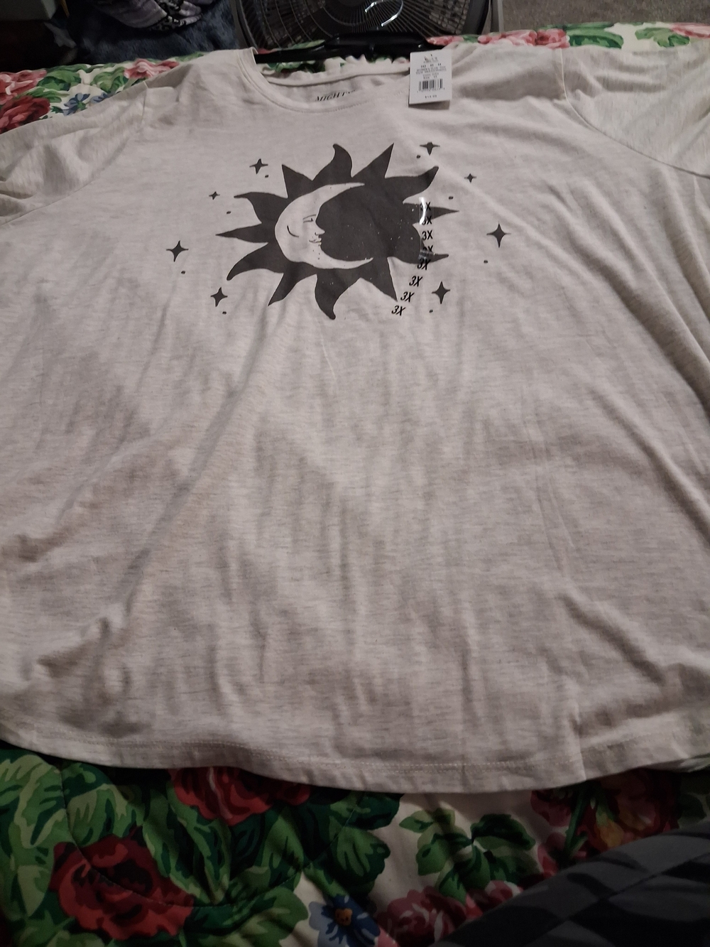 Mighty Fine Light Heather Tee with Black Print